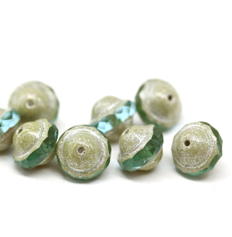 8x10mm Light blue Saucer Czech glass beads UFO shape rustic ends - 8pc