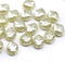 9x8mm Pale yellow rustic silver wash flat oval wavy czech glass beads, 20Pc