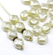 9x8mm Pale yellow rustic silver wash flat oval wavy czech glass beads, 20Pc