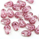 10x7mm Pink tulip beads Czech glass flower