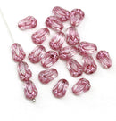 10x7mm Pink tulip beads Czech glass flower