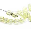 8mm Light yellow Czech glass round fire polished beads - 20Pc