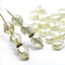 9x8mm Pale yellow rustic silver wash flat oval wavy czech glass beads, 20Pc