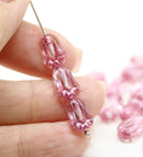10x7mm Pink tulip beads Czech glass flower