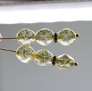 9x8mm Pale yellow rustic silver wash flat oval wavy czech glass beads, 20Pc