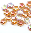 6mm Peach Czech glass star beads AB finish 25pc