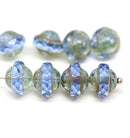 8x10mm Light blue saucer czech glass beads picasso, UFO shape bicone - 8pc