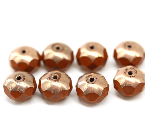 6x8mm Caramel brown rondelle czech glass beads 8pc