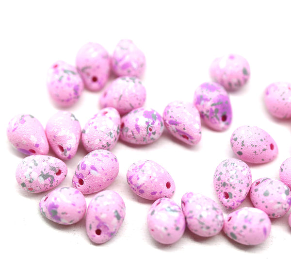 5x7mm Pink czech glass top drilled tear drop beads 30pc