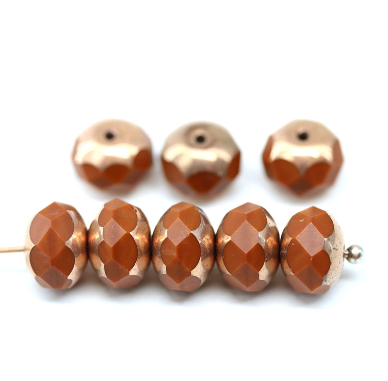 6x8mm Caramel brown rondelle czech glass beads 8pc