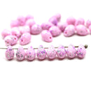 5x7mm Pink czech glass top drilled tear drop beads 30pc