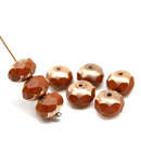 6x8mm Caramel brown rondelle czech glass beads 8pc