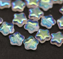 8mm Clear Czech glass star beads AB finish 20pc