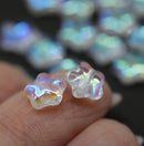 8mm Clear Czech glass star beads AB finish 20pc
