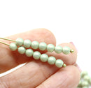 4mm Light green pearl shine Czech glass round druk spacers, 50pc