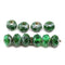 6x8mm Mixed green rondelle czech glass beads picasso finish - 10pc