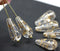 20x9mm Gold flakes clear pear shape teardrop czech glass beads, 6pc