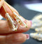 20x9mm Gold flakes clear pear shape teardrop czech glass beads, 6pc