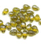 6x9mm Olive green teardrops Czech Glass drop beads silver wash 30pc