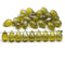 6x9mm Olive green teardrops Czech Glass drop beads silver wash 30pc