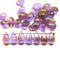 6x9mm Lilac purple teardrops Czech Glass drop beads gold wash 30pc