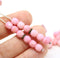 6mm Pink fire polished round czech glass beads, 30Pc