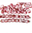 4mm Pink Czech glass beads fire polished with luster - 50Pc