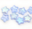 12mm Blue lilac czech glass star beads, AB finish, 10pc