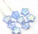 12mm Blue lilac czech glass star beads, AB finish, 10pc