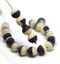 8mm Black beige round czech glass druk beads, matte finish, 20Pc