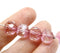 10mm Rose pink cathedral czech glass beads golden ends 8Pc