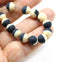 8mm Black beige round czech glass druk beads, matte finish, 20Pc