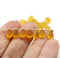6x9mm Light topaz teardrops Czech frosted Glass drop beads 30pc