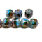 10mm Brown blue cathedral czech glass beads picasso 8Pc