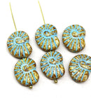 13x17mm Rustic ammonite Czech glass beads, nautilus, picasso finish
