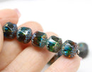 10mm Brown blue cathedral czech glass beads picasso 8Pc