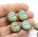 13x17mm Rustic ammonite Czech glass beads, nautilus, picasso finish