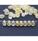 5x7mm Frosted glass teardrops pressed czech glass beads, gold wash