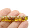 6x9mm Yellow teardrops Czech Glass drop beads gold wash 30pc