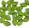 12x7mm Olive green leaf czech glass beads 30Pc