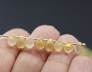 5x7mm Frosted glass teardrops pressed czech glass beads, gold wash 40pc