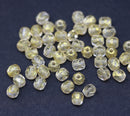 4mm Clear Czech glass beads fire polished gold wash - 50Pc