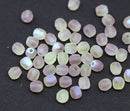 4mm Frosted Yellow purple Czech glass beads, fire polished