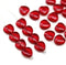 8mm Red heart Czech glass pressed beads, 30pc