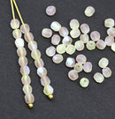 4mm Frosted Yellow purple Czech glass beads, fire polished