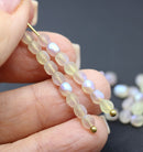4mm Frosted Yellow purple Czech glass beads, fire polished