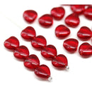 8mm Red heart Czech glass pressed beads, 30pc