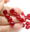 8mm Red heart Czech glass pressed beads, 30pc
