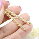 4mm Clear Czech glass beads fire polished gold wash - 50Pc