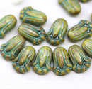 12x8mm Picasso rustic tulip Czech glass beads
